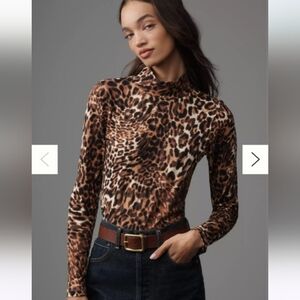 NWT Hailey Leopard Printed Maeve Anthropologie Turtleneck size Medium